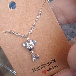 ♥️ 3 / $26 Homemade Silver Mickey Mouse Key Inspired Necklace Grey 🩶